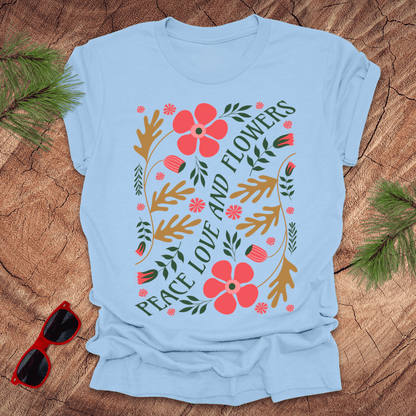 Peace, Love, and Flowers Tee - Wandering Owl Adventure Gear
