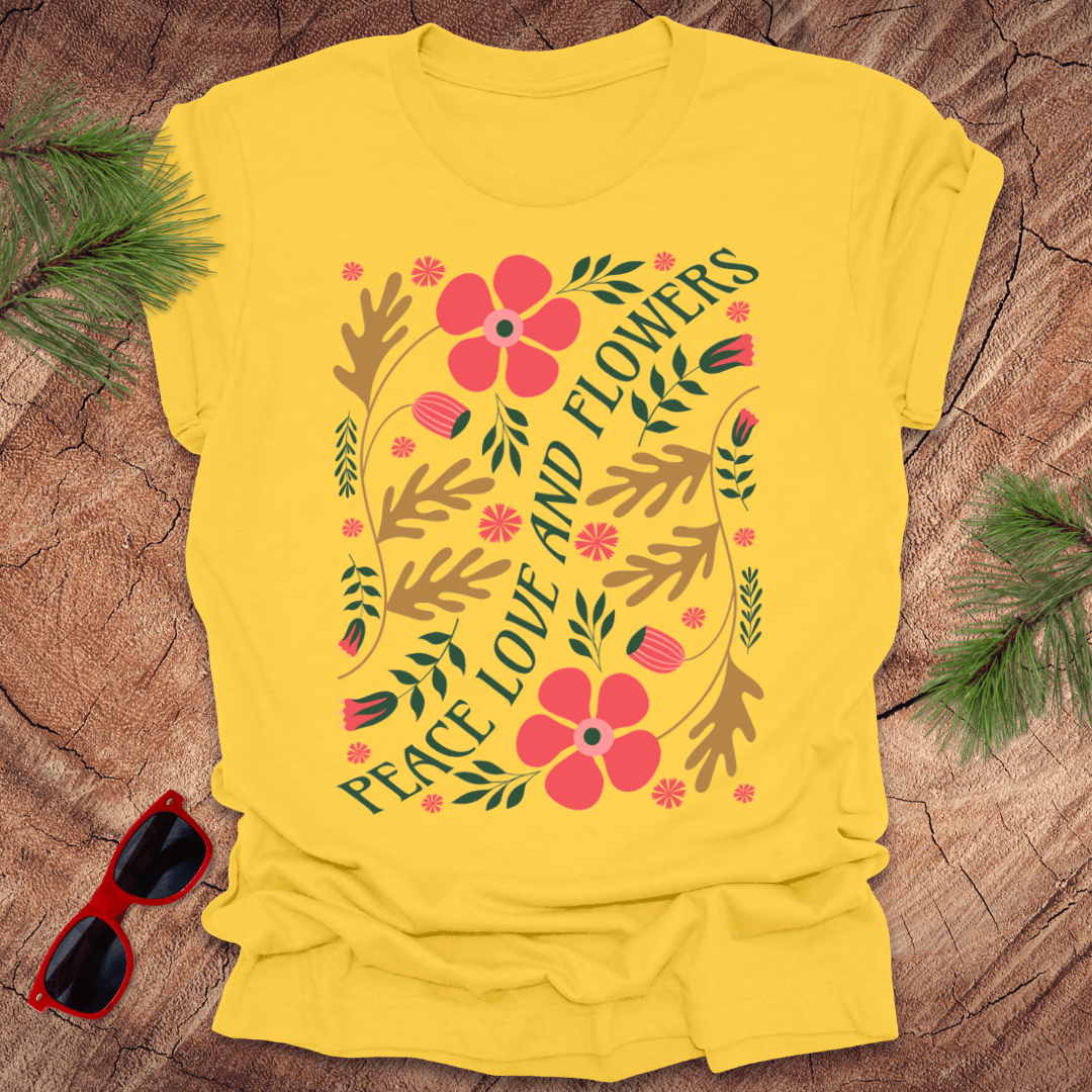 Peace, Love, and Flowers Tee - Wandering Owl Adventure Gear