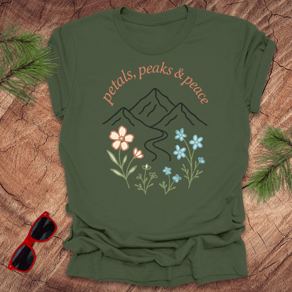 Petals, Peaks and Peace Tee - Wandering Owl Adventure Gear