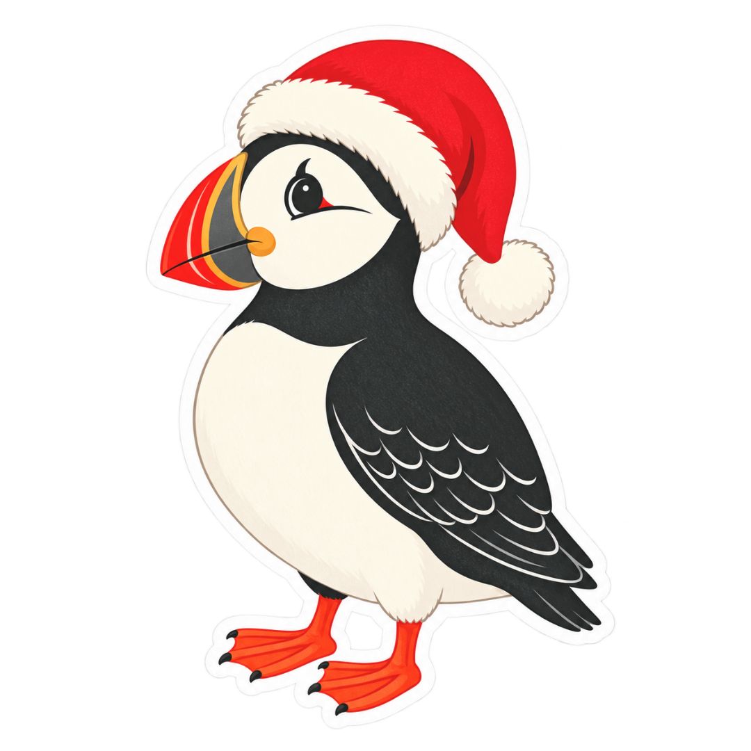 Puffin Santa Hat sticker