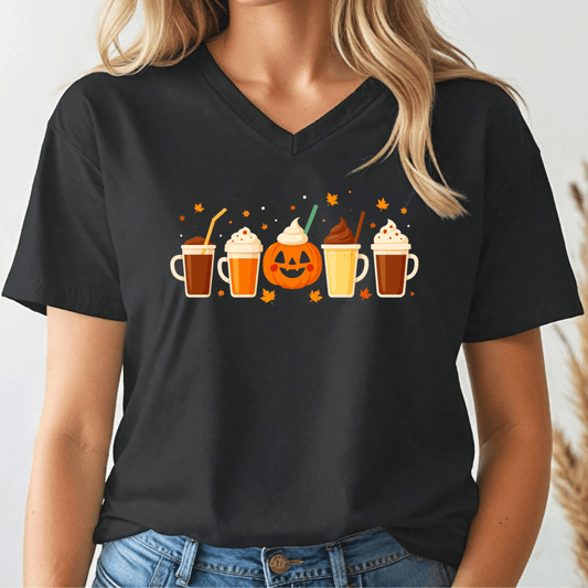 Pumpkin Spice V - neck Tee - Wandering Owl Adventure Gear