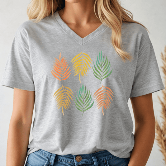 Rainbow Leaves V - neck Tee - Wandering Owl Adventure Gear
