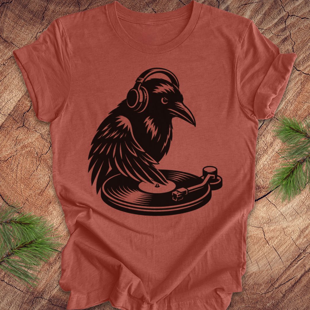 Raven DJ Tee- Corvid Lover T-Shirt – Wandering Owl Adventure Co.