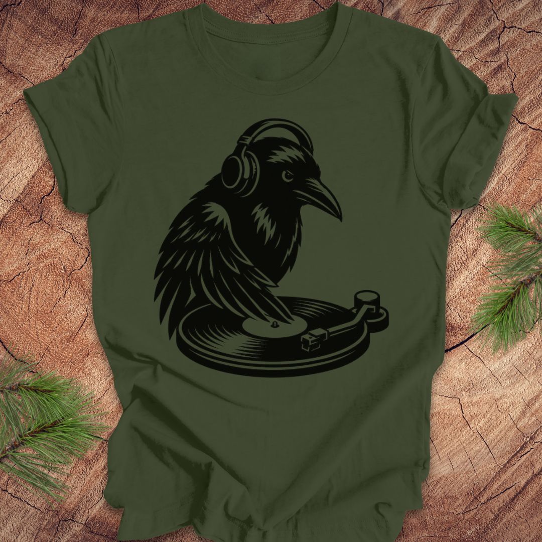 Raven DJ Tee- Corvid Lover T-Shirt – Wandering Owl Adventure Co.
