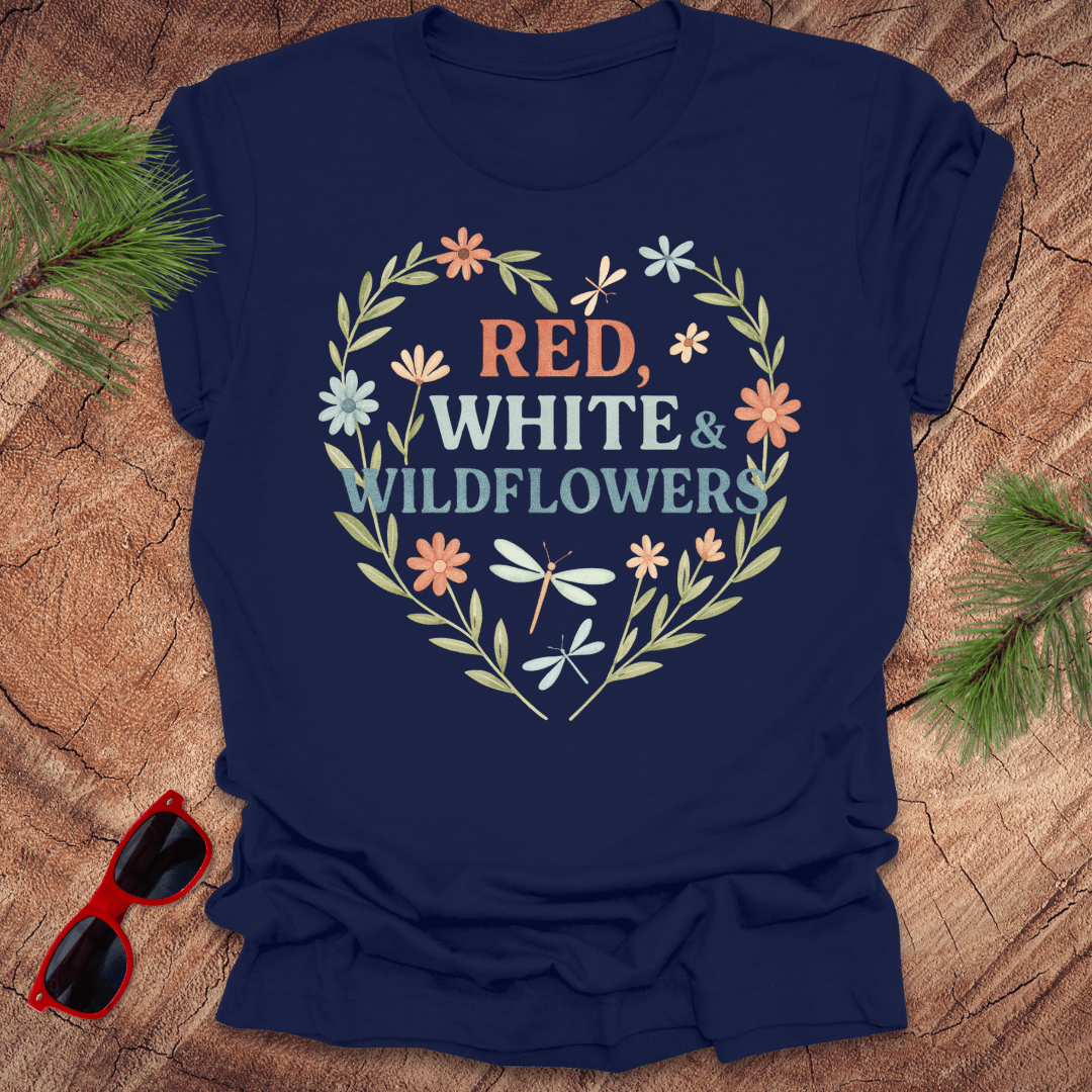 Red, White and Wildflowers 4th of July Tee - Wandering Owl Adventure Gear