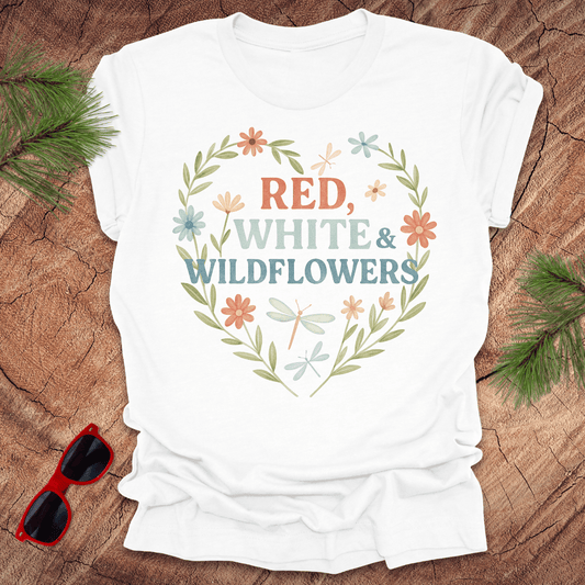 Red, White and Wildflowers 4th of July Tee - Wandering Owl Adventure Gear