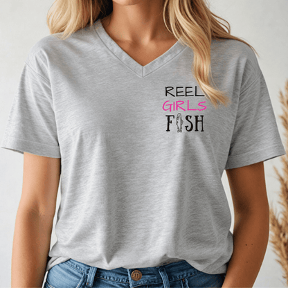Reel Girls Fish V - Neck Tee - Wandering Owl Adventure Gear