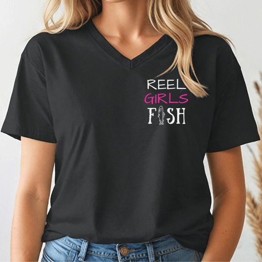 Reel Girls Fish V - Neck Tee - Wandering Owl Adventure Gear