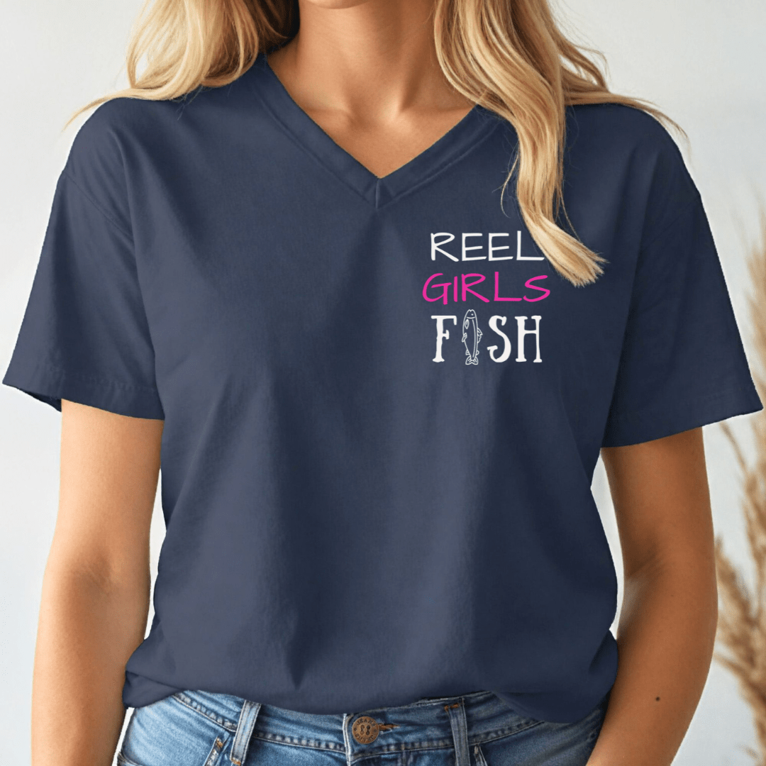Reel Girls Fish V - Neck Tee - Wandering Owl Adventure Gear