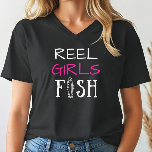 Reel Girls Fish V-Neck Tee