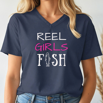 Reel Girls Fish V-Neck Tee