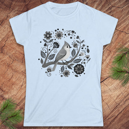 Titmouse and Flowers Women's Tee