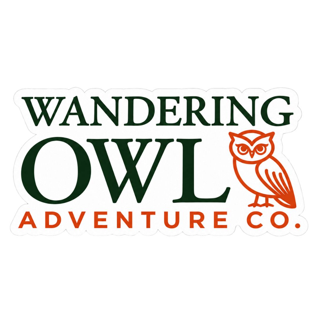 Wandering Owl Adventure Co. logo sticker