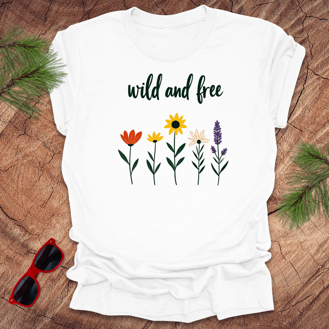Wild and Free Floral Tee - Wandering Owl Adventure Gear