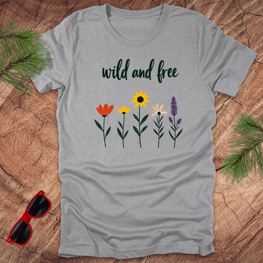 Wild and Free Floral Tee - Wandering Owl Adventure Gear