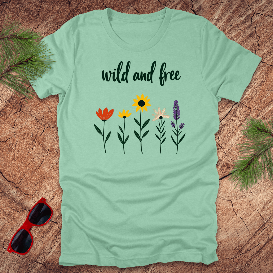 Wild and Free Floral Tee - Wandering Owl Adventure Gear