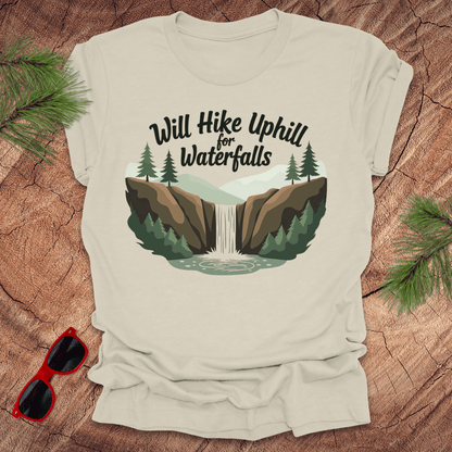 Will Walk Uphill for Waterfalls Tee - Wandering Owl Adventure Gear