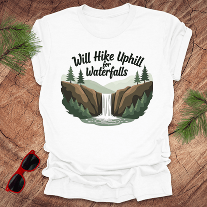 Will Walk Uphill for Waterfalls Tee - Wandering Owl Adventure Gear